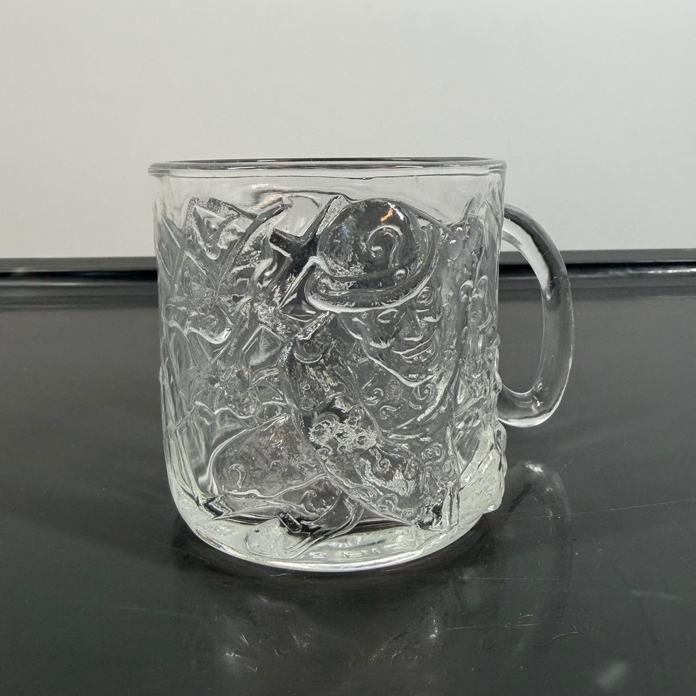 Vintage 1995 McDonalds Batman Forever The Riddler Glass Mug Embossed DC Comics